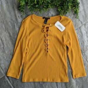New! Forever 21 long sleeve lace up top